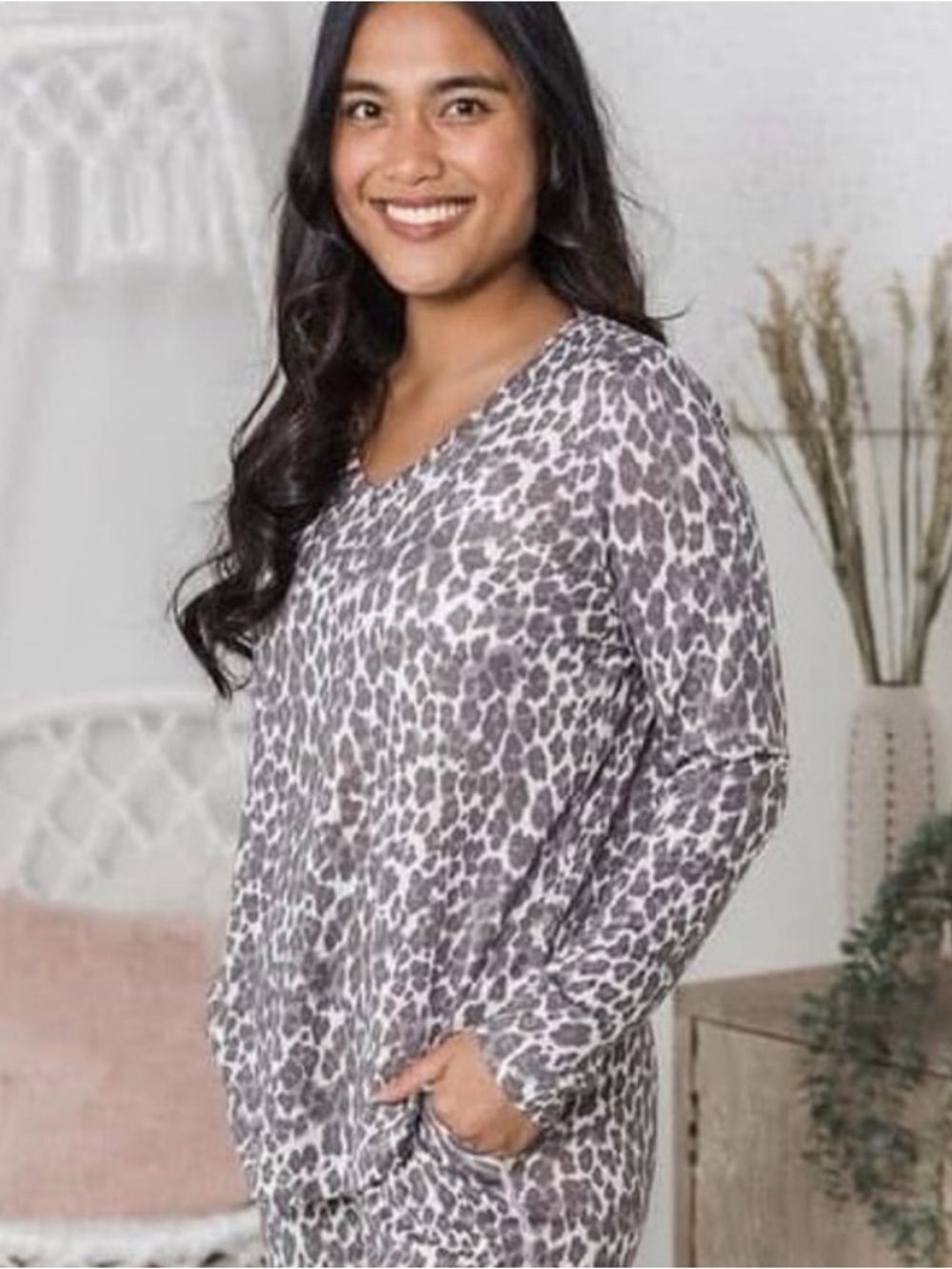 Wildest Dreams V-Neck Top (NWT) Brown Leopard Print, Size Medium